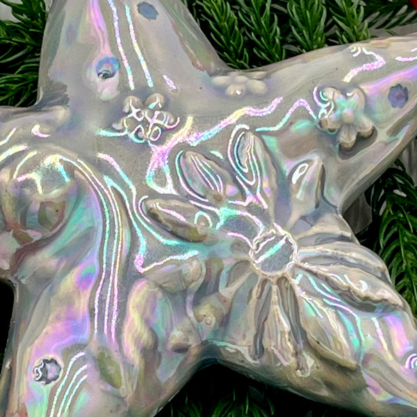 O2 Ceramic Blue Whimsical Star Design Ornament
