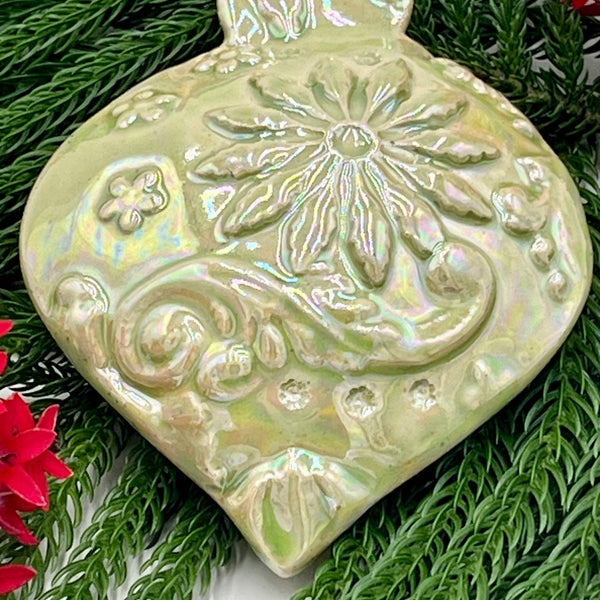 O6 Whimsical Ornament Green Pearlescent Ornament