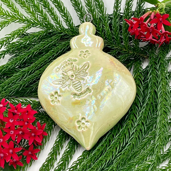O6 Whimsical Ornament Green Pearlescent Ornament