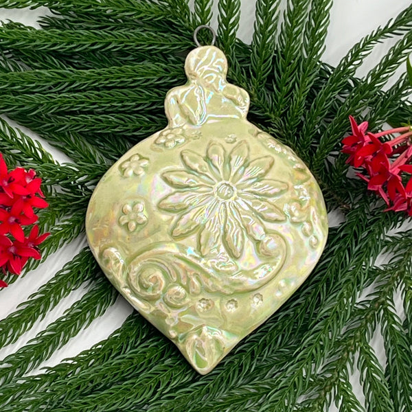 O6 Whimsical Ornament Green Pearlescent Ornament
