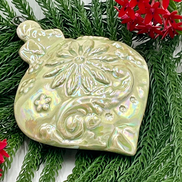 O6 Whimsical Ornament Green Pearlescent Ornament