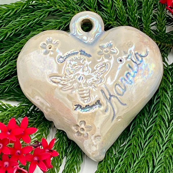 O4 Ceramic Heart Whimsical Design Ornament FREE U.S. SHIPPING on Orders over $200.00