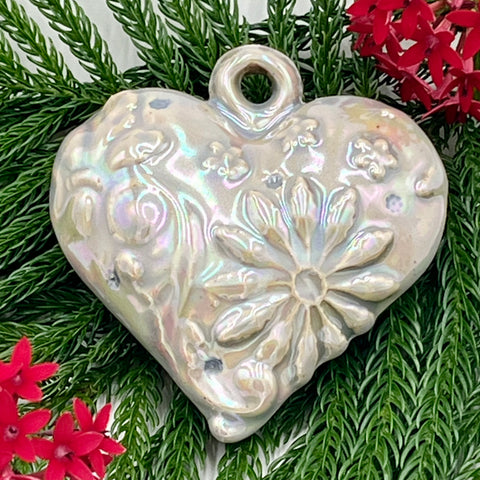 O4 Ceramic Heart Whimsical Design Ornament FREE U.S. SHIPPING on Orders over $200.00