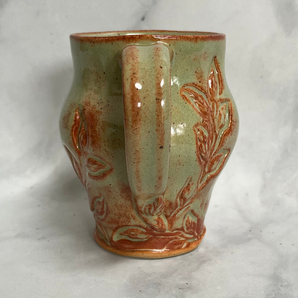 M2 Ceramic Mug with Leaves - Green with Rust