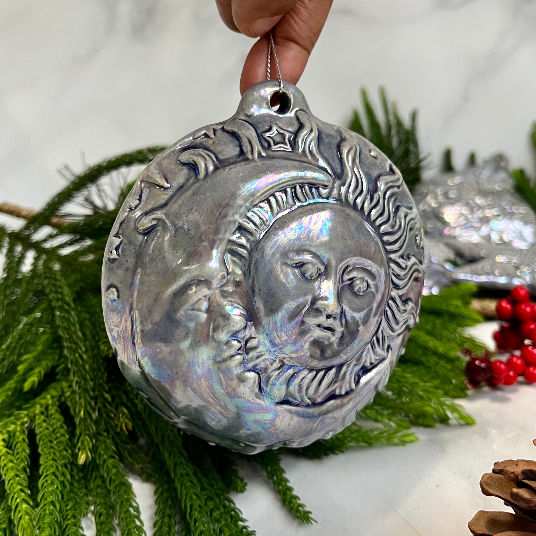O1 Ceramic Sun Moon Love Design Ornament FREE U.S. SHIPPING on Orders over $200.00