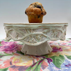 CS4 Cake Stand with Bees Handcrafted Pottery Ceramic Cake Plate for Celebrations