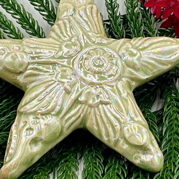 O3 Green Ceramic Medallion Star Design Ornament FREE U.S. SHIPPING on Orders over $200.00