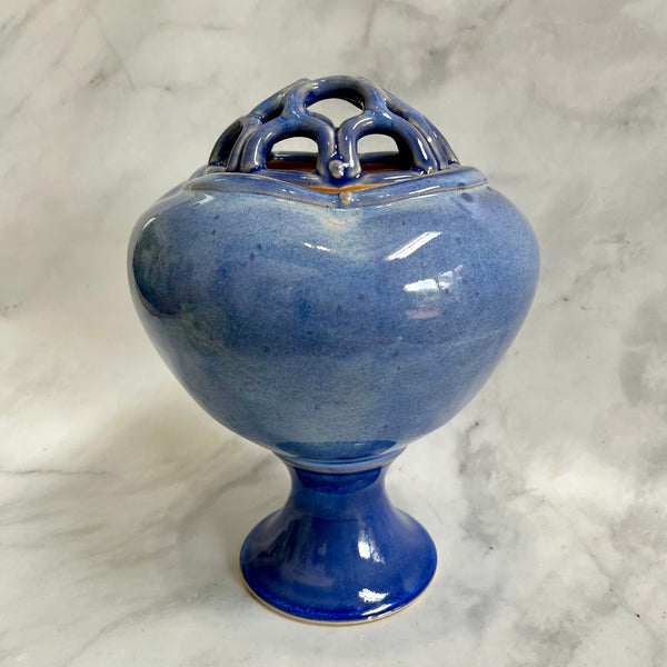 FBV3 Ceramic Vase with Flower Brick - Blue