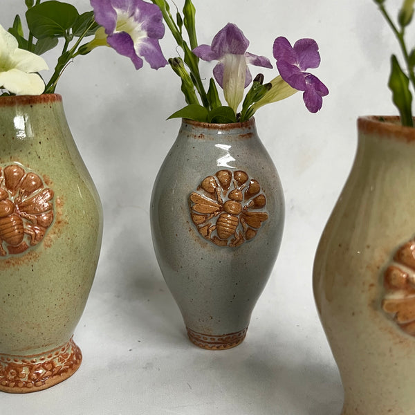 V2  Ceramic Bud Vase Trio with Bee Design