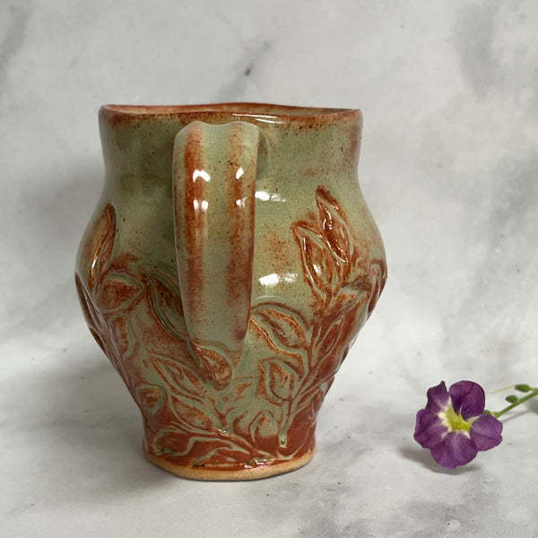 M3 Ceramic Mug with Leaves - Green with Rust