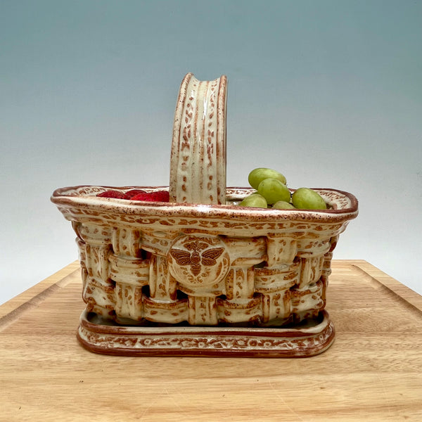 AWB5 Hand Woven Pottery Basket with Handle