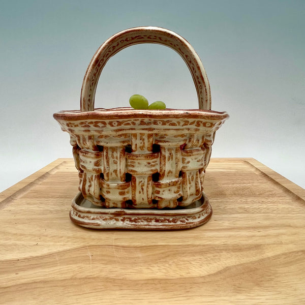 AWB5 Hand Woven Pottery Basket with Handle