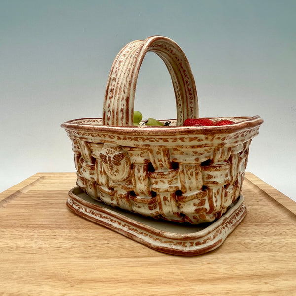 AWB5 Hand Woven Pottery Basket with Handle