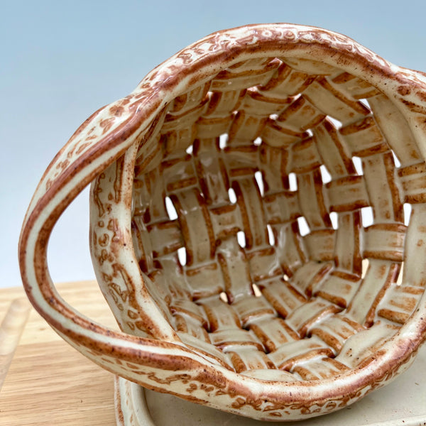 AWB7 Hand Woven Pottery Basket with Handles