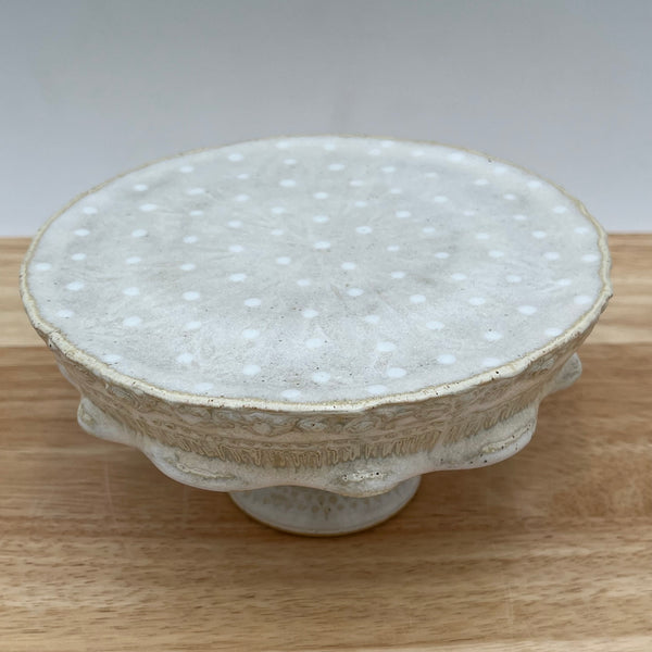 CSC6 Small Cake Stand Handcrafted Pottery Ceramic Cake Plate for Celebrations