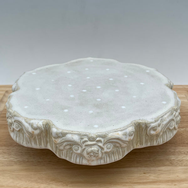 CSC8 Cake Stand with Roses Handcrafted Pottery Ceramic Cake Plate for Celebrations