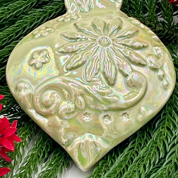 O6 Whimsical Ornament Green Pearlescent Ornament FREE U.S. SHIPPING on Orders over $200.00