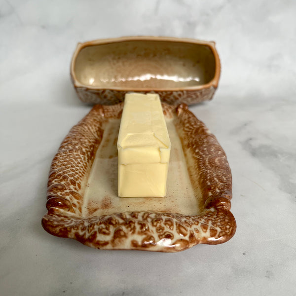 BD2 Ceramic Butter Dish with Vintage Lace Decoration