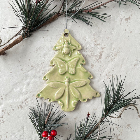 ZO13 Ceramic Tree with Bee, Butterfly and Dragonfly Ornament FREE U.S. SHIPPING on Orders over $200.00